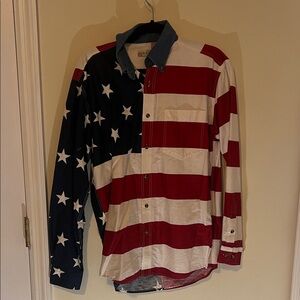 Roper Red, White, and Blue Star Pattern Shirt